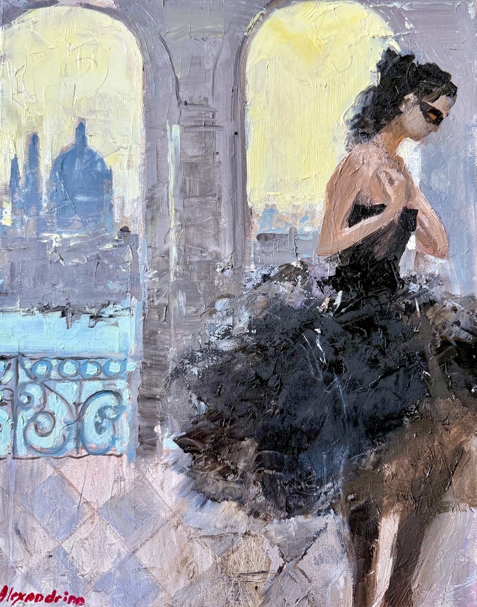 Impressionistic Portrait Oil Painting By Irina Alexandrina, 11 X 14, Woman. Venice., Original Artwork