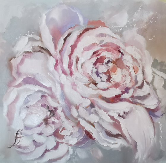 Floral Canvas art, Peonies oil painting