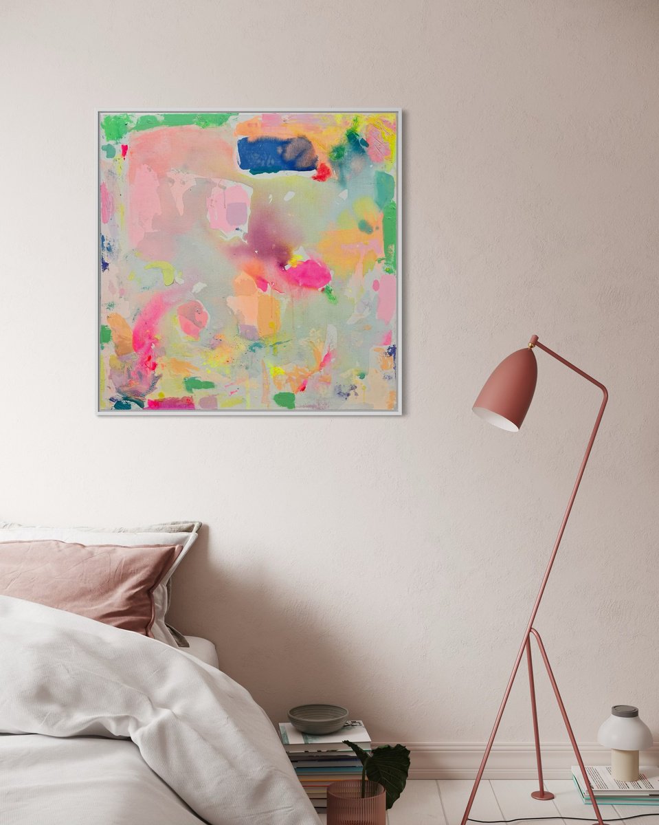 Organic Abstract Acrylic Painting By Kathryn Sillince, 33 X 33", 