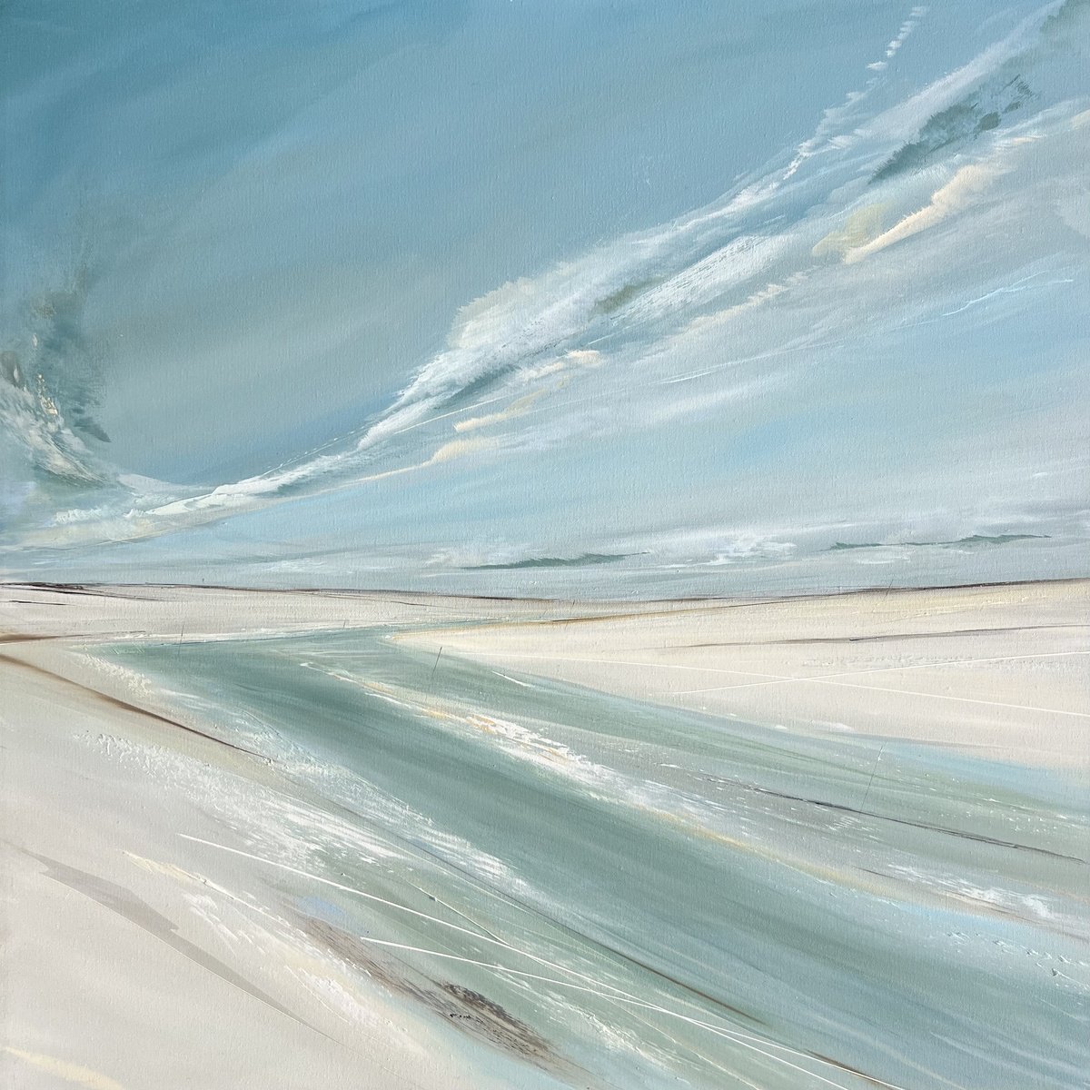 Impressionistic Landscape Oil Painting By Jane Skingley, 25 X 25, Drift, Original Artwork