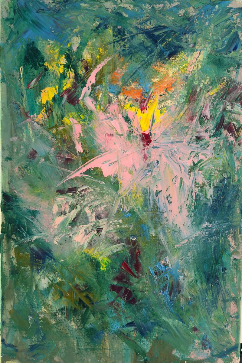 Organic Abstract Oil Painting By Tanya Bilous, 12 X 18", Lisbon In Bloom, Original Artwork