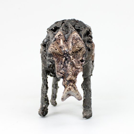 Rhinoceros 8-22 - Metal animal sculpture - bronze and steel lace