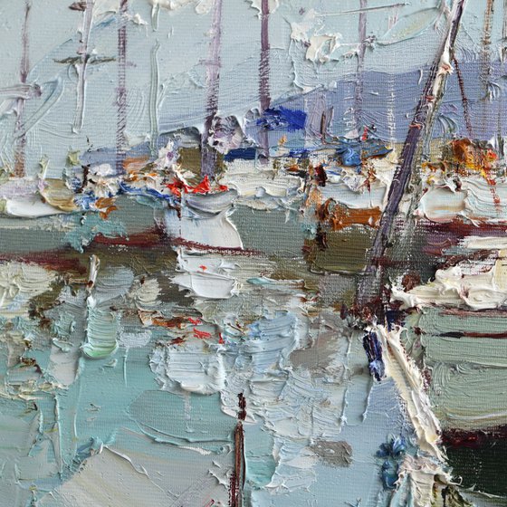 Sailing yachts in harbor