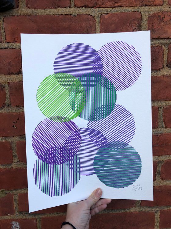 Nine Circles - purple and green stripes