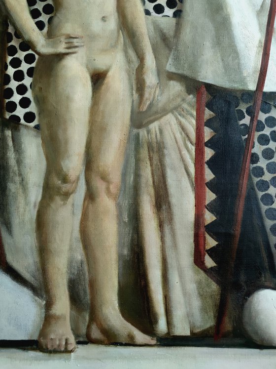 Nude with a spear and a sphere