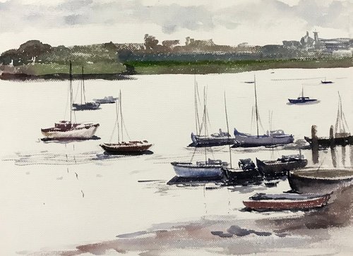 Boats at the dockyard by Asha Shenoy