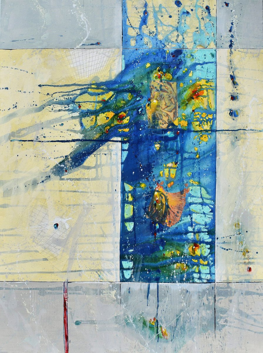 Geometric Abstract Oil Painting By Cynthia Ligeros, 30 X 40, Make Us Unbreakable, Original Artwork