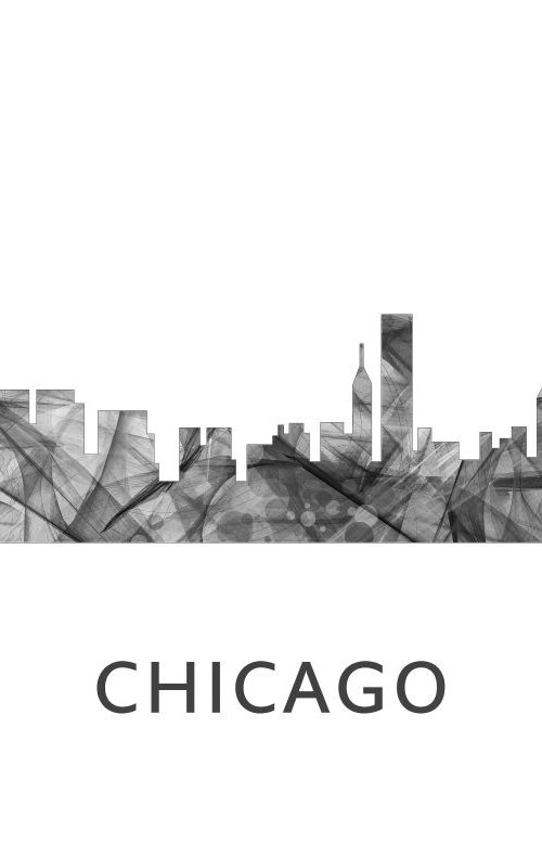 Chicago Illinois Skyline WB BW by Marlene Watson