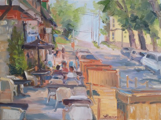 Hydrostone 2019, plein air, original, one of a kind, oil on canvas impressionistic style painting, (12x16'1")