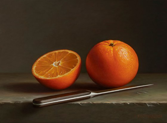 Oranges with a knife