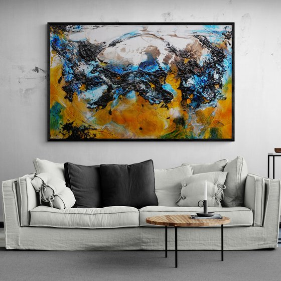 Castaway Beach 160cm x 100cm Blue Sienna Textured Abstract Art