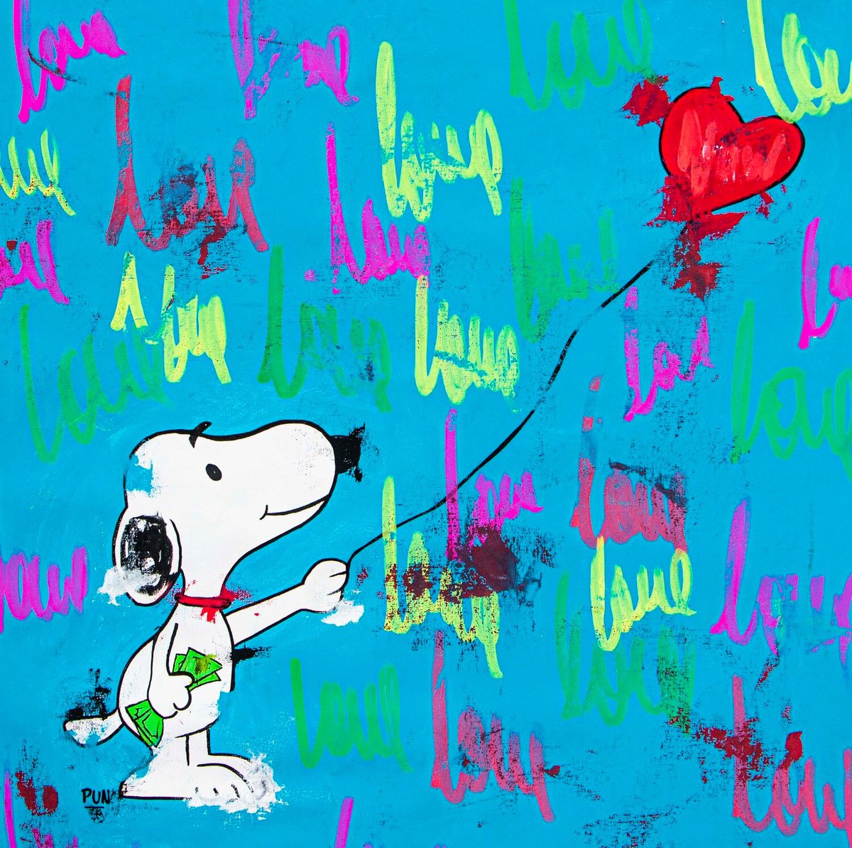 Snoopy with the love Balloon by Carlos Pun Art