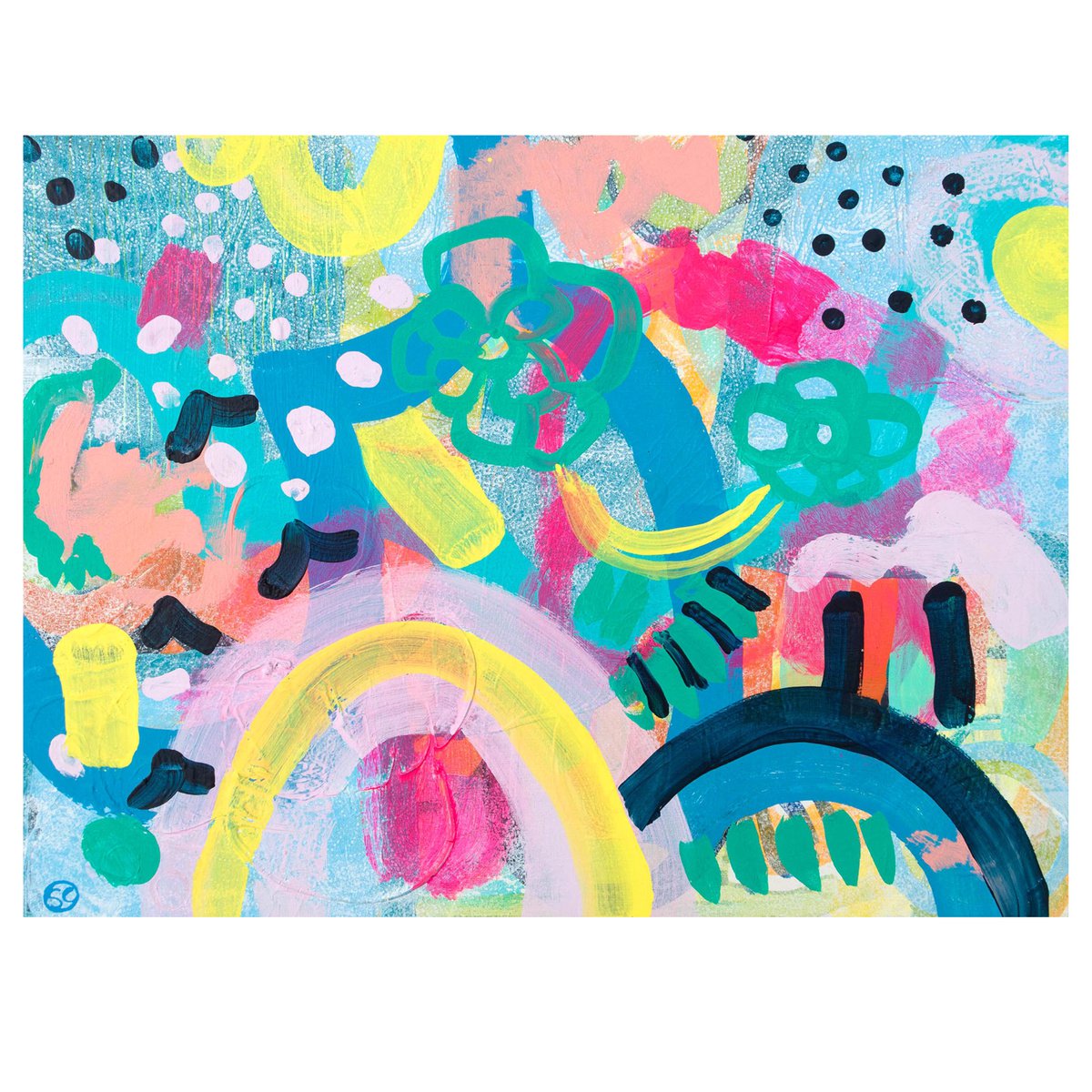 Organic Abstract Acrylic Painting By Suzie Cumming, 24 X 18", Carnival One, Original Artwork