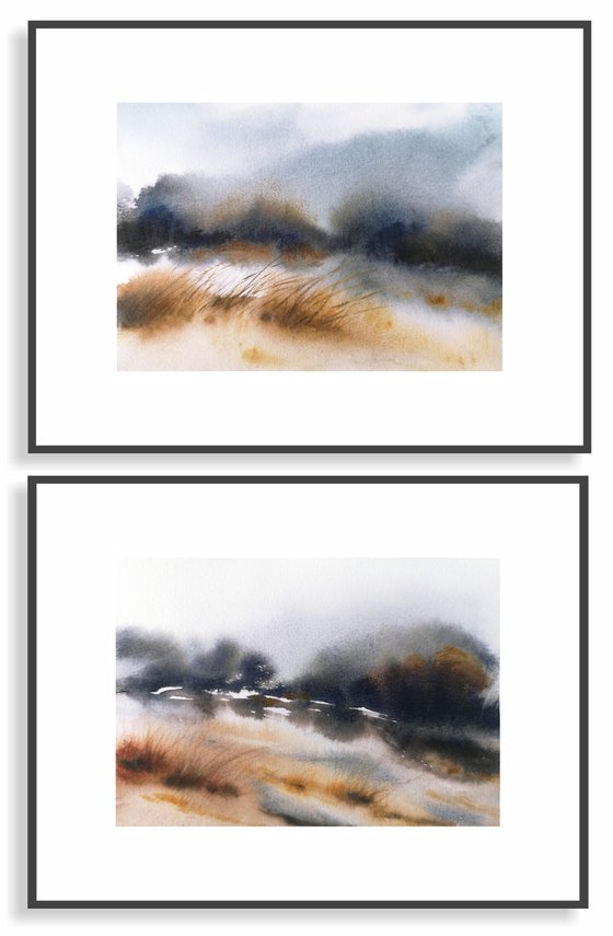 Cloudy landscape diptych