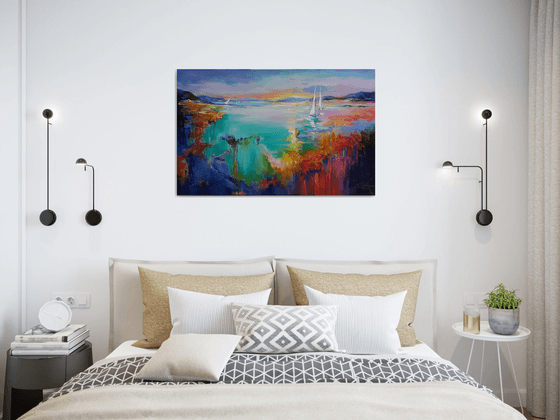 Evening symphony - Abstract Painting landscape, seascape