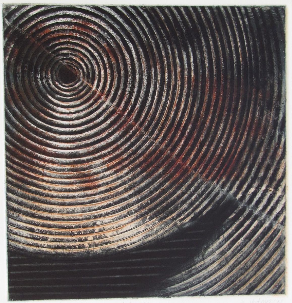 Geometric Abstract Etchings & Engravings By Kristina Vatova, 20 X 20", "Impulse Ii", Original Artwork