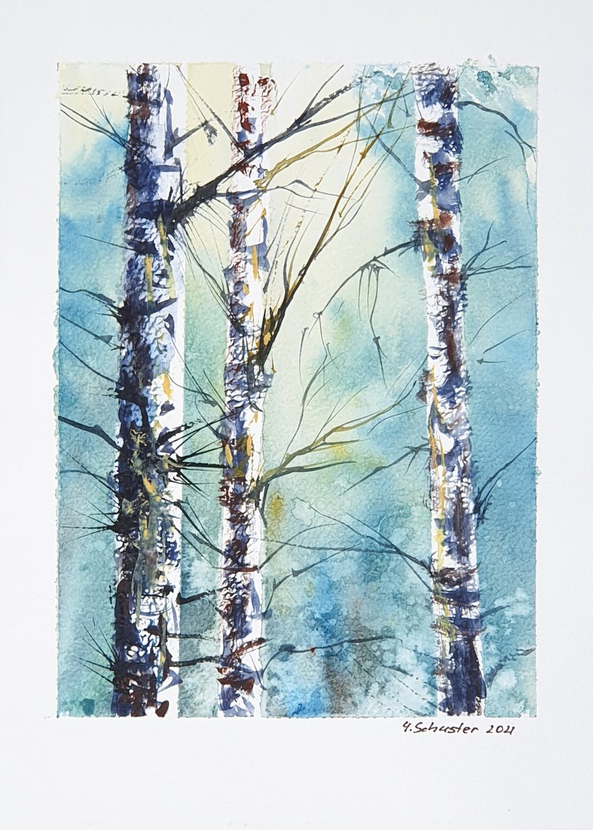 18/20 ORIGINAL WATERCOLOR painting. Trees series by Yulia Schuster