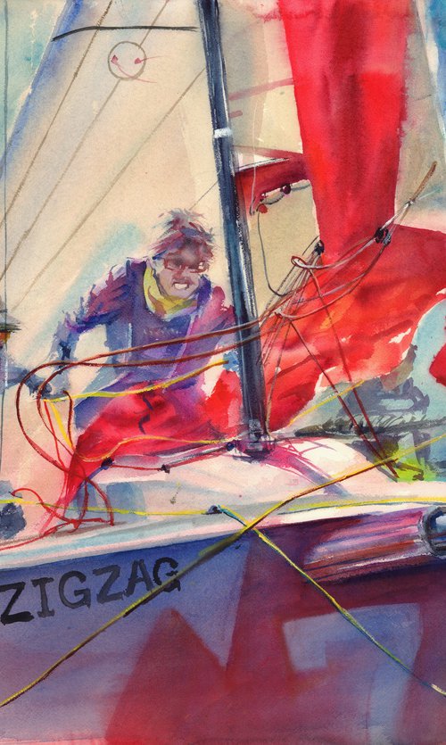 Zigzag of luck (yacht racing art for yachtsmen) by Irina Bibik-Chkolian