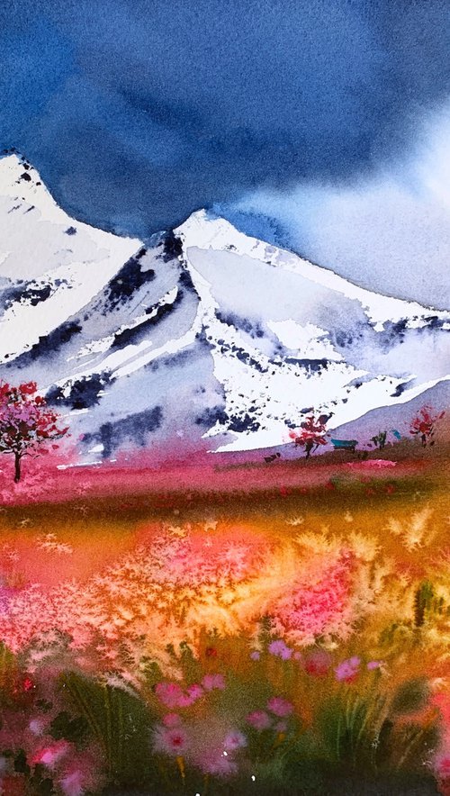 Flowers and mountains #3 by Eugenia Gorbacheva