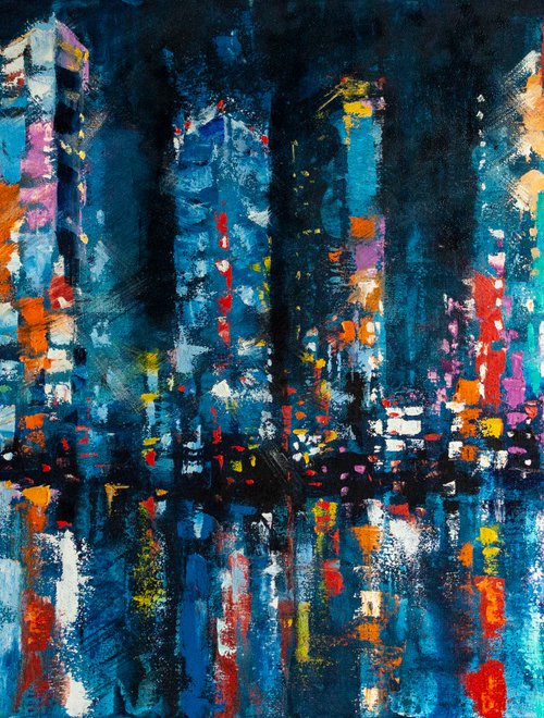 Panorama of the night city by Aleksandr Neliubin