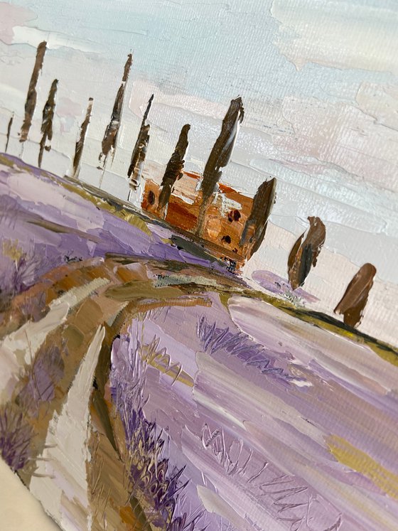Purple spring 22x28 impasto oil landscape