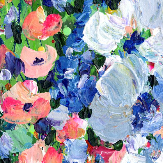 Floral Serenade 4 - Textural Floral Painting by Kathy Morton Stanion