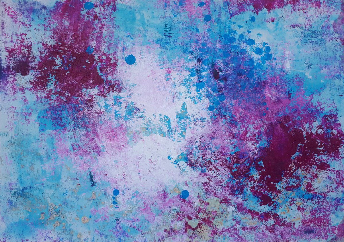 Organic Abstract Painting By Olga Onopko, 28 X 20", Love, Original Artwork