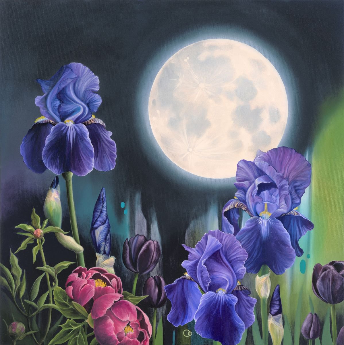 Moonlight Sonata floral oil painting by Veronique Oodian