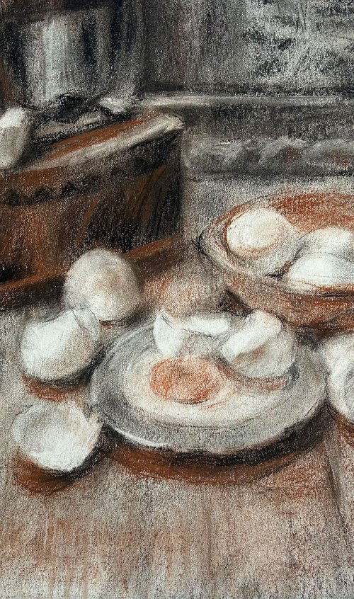 Old iron and eggs by Liudmyla Chemodanova