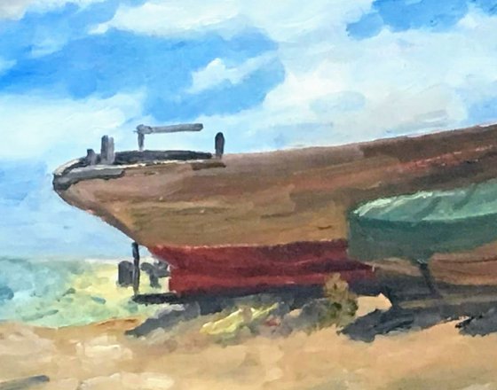 Boats on the Beach - an original oil painting