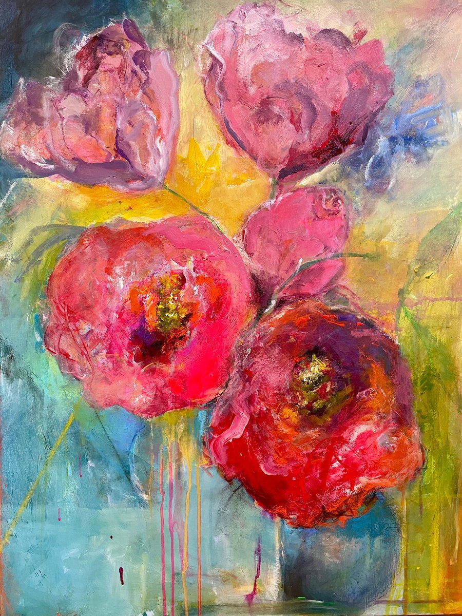 Echoes Of Crimson By Jennifer Day, 28 X 35, Artwork For Sale On Artfinder