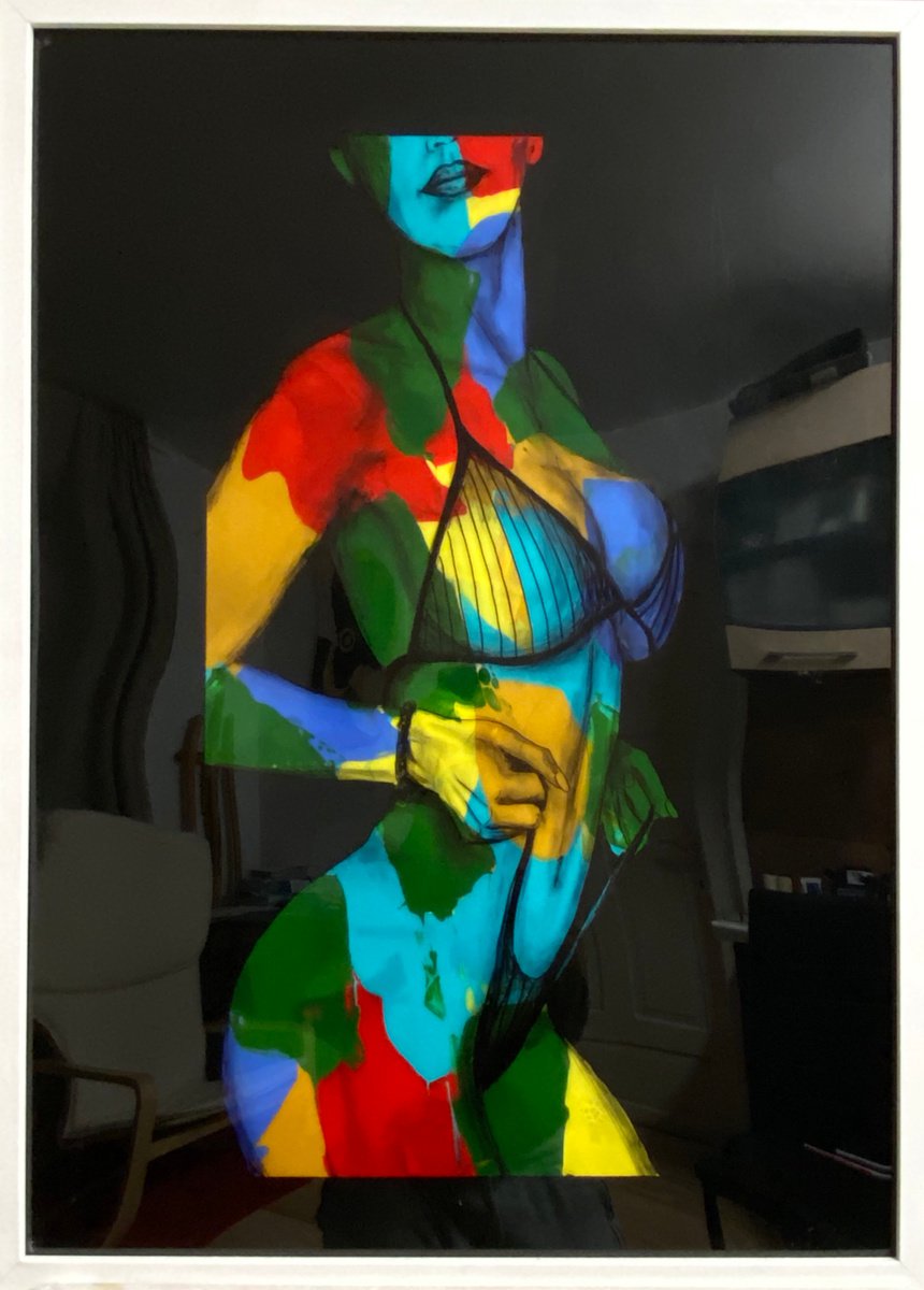 Expressive Portrait Acrylic Painting By Eka Peradze, 20 X 28, Action.3D Woman. Eka Peradze Art., Original Artwork