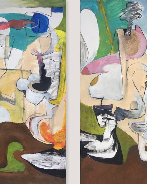 Abstract landscape N9. Afternoon nap. Diptych by Michael Ioffe