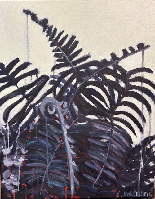 Fern in black and off-white by Leah Kohlenberg