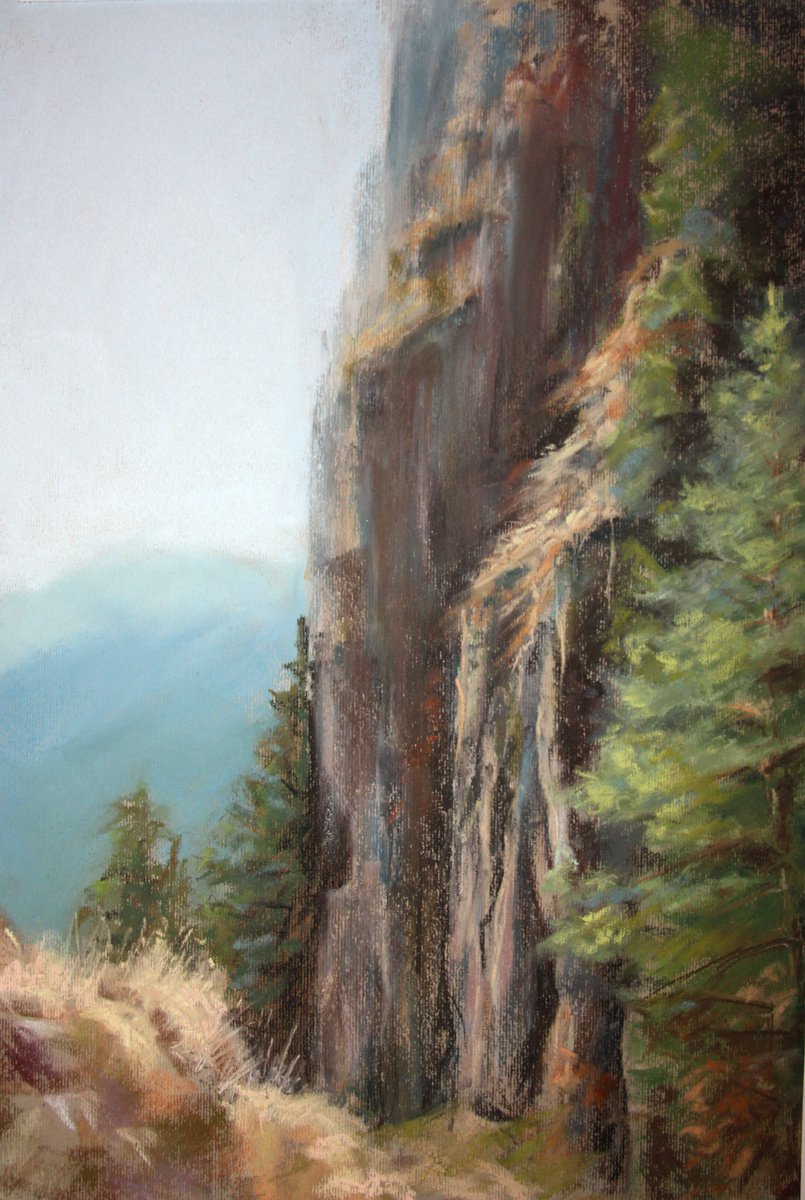 Impressionistic Landscape Pastel Drawing By Elena Genkin, 18 X 24, Rhodope - I Love You !, Original Artwork