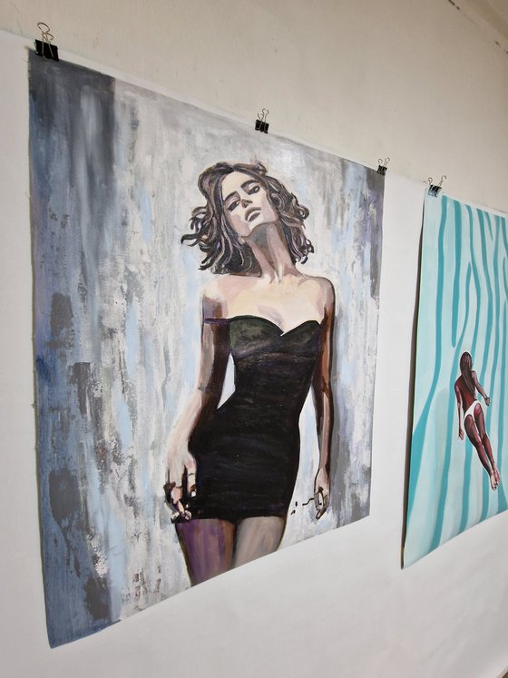Lady in black dress
