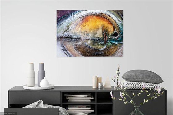 SINGULARITY 7609 3D textured abstract painting on canvas