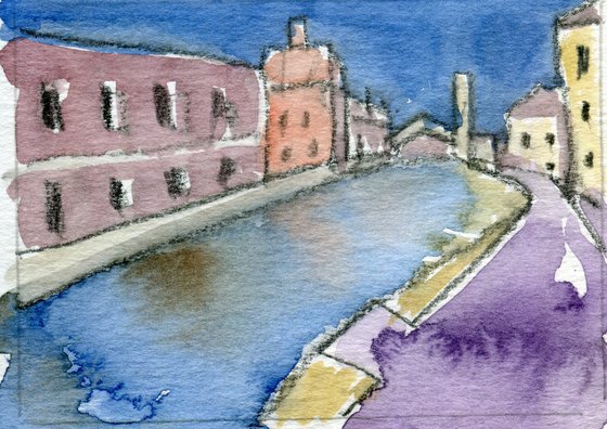 Venice Canal; Original Watercolour ACEO