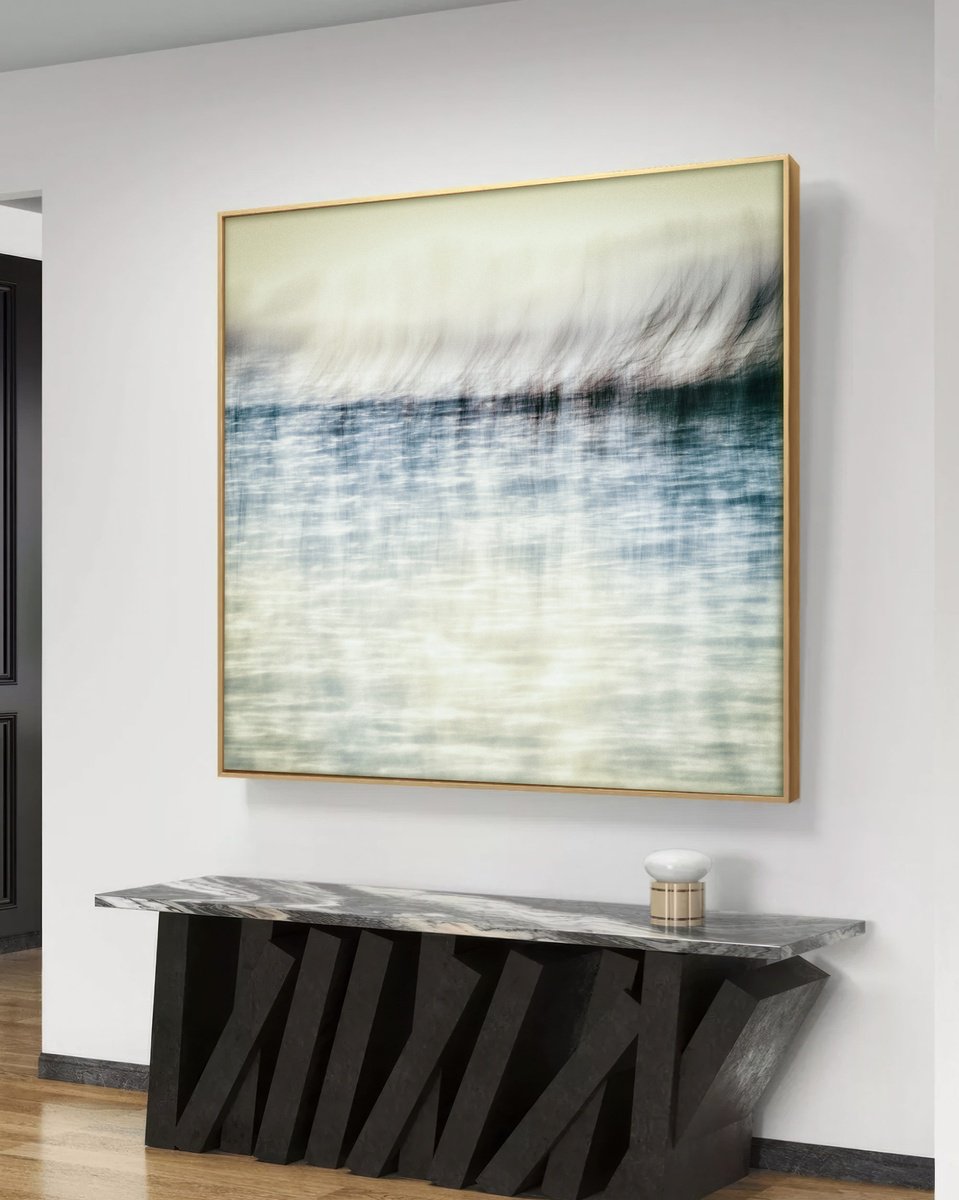 Impressionistic Landscape Photograph By Karim Carella, 35 X 35", Gold Reflections By The Lake, Original Artwork