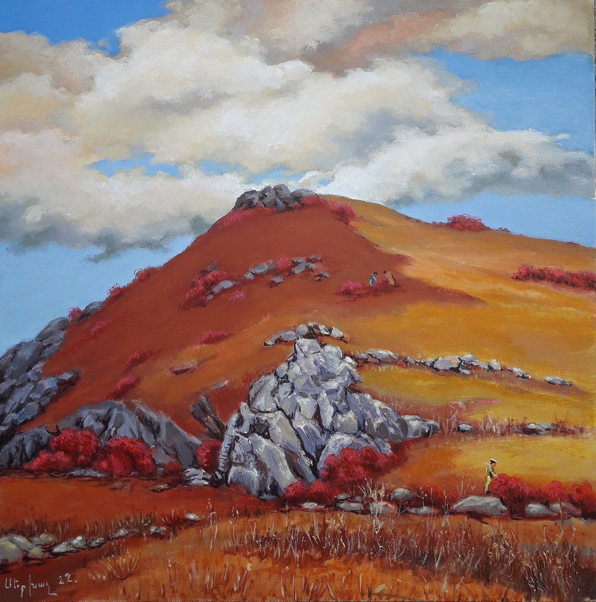 Impressionistic Landscape Painting By Sergey Xachatryan, 24 X 24", Armenian Landscape, Original Artwork