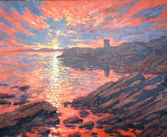 Sunset, at lady's tower, elie , fife