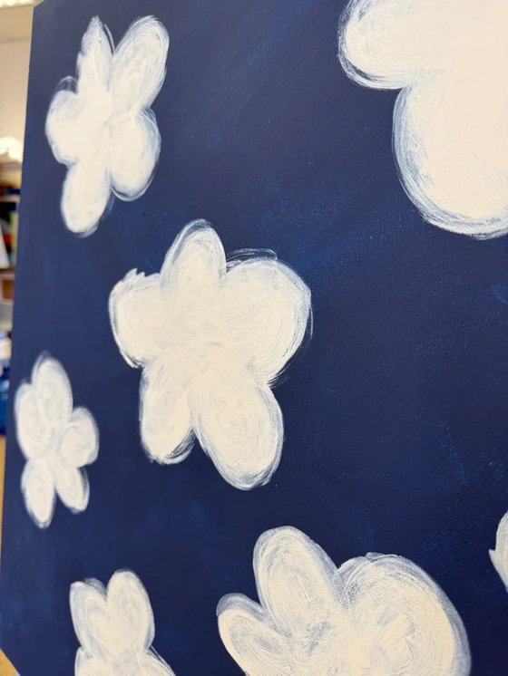 Diptych Blue and White Abstract