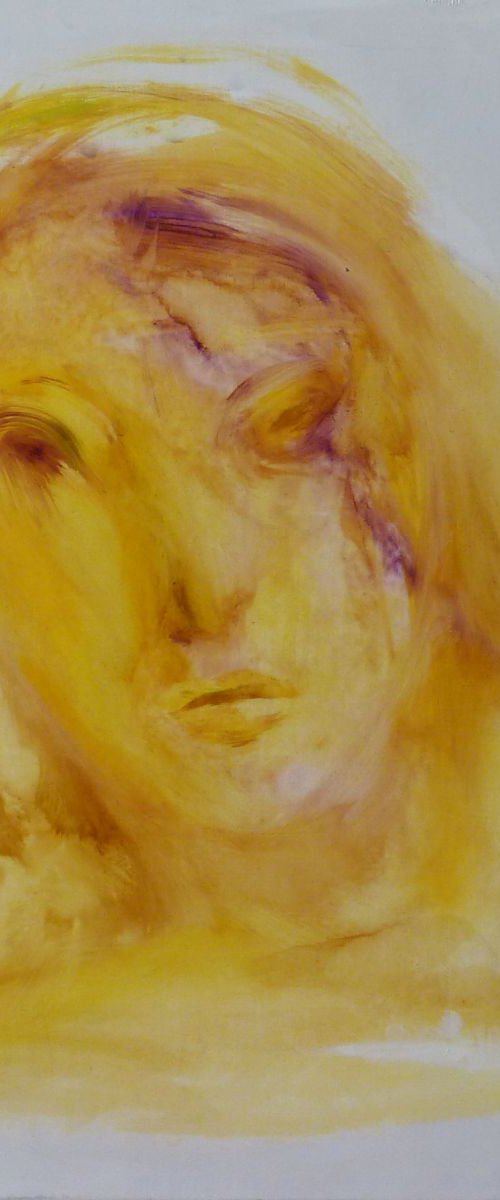 Portrait in Yellow, oil on canvas, 40x40 cm by Frederic Belaubre