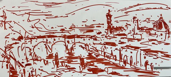 The Balcony of Florence 2023 sketch 30x67cm