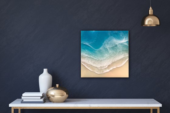 White Sand Beach - Love - Seascape Painting Gift idea