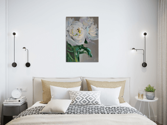 White peonies 70x50