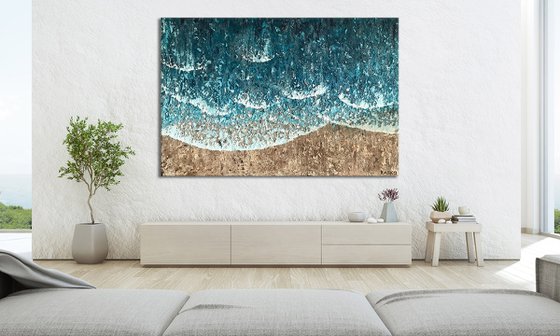 SHOW ME THE WAVES - XXL textured painting 150cm x 100cm