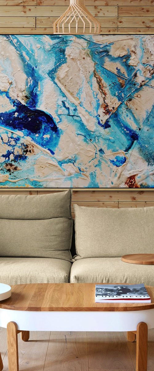 Oceans Deep 160cm x 100cm Textured Abstract Art by Franko