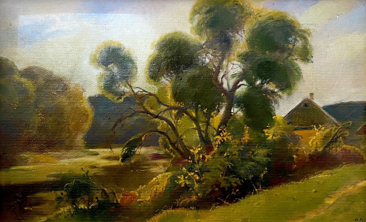 Impressionistic Landscape Oil Painting By Oleg And Alexander Litvinov, 20 X 13", Mainly Cloudy, Original Artwork