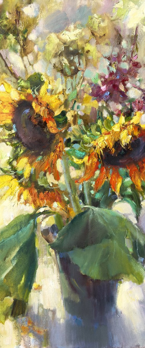 Sunflower blossoms by Olha Laptieva